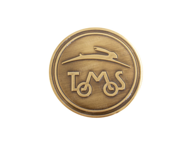 Sticker Tomos logo rond 50mm RealMetal® goud  main